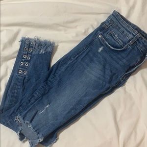 Zara distressed skinny jeans